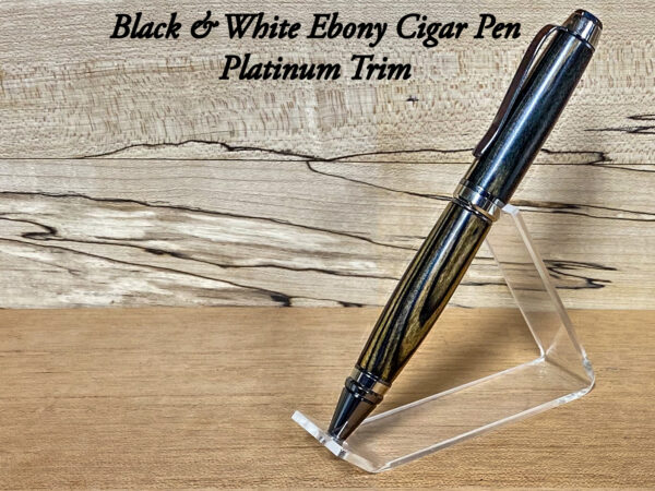 Black & White Ebony Cigar Pen Platinum Trim